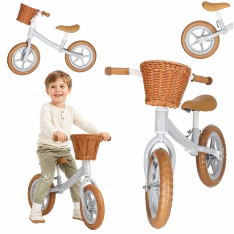 Rowerek biegowy Trike Fix Balance z koszykiem brązowy
