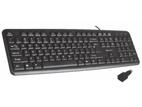 Klawiatura przewodowa Tracer Maverick USB czarna + PS2 Adapter Klawiatura przewodowa Tracer Maverick USB czarna + PS2 Adapter