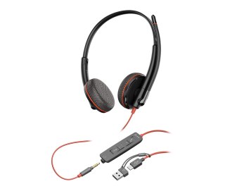 POLY Zestaw słuchawkowy Blackwire 3225 Stereo USB-C + wtyczka 3,5 mm + przejściówka USB-C/A