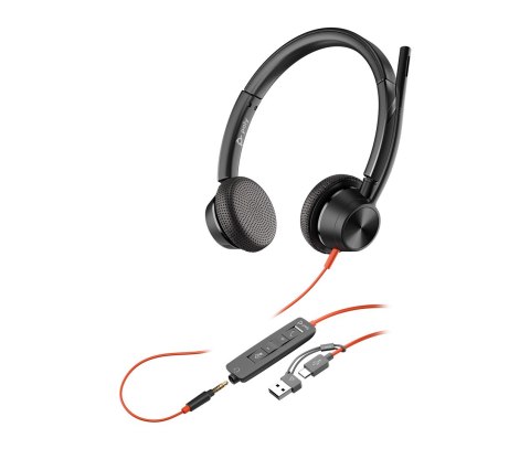 Poly Blackwire 3325 Stereo USB-C Headset +3.5mm Plug +USB-C/A Adapter