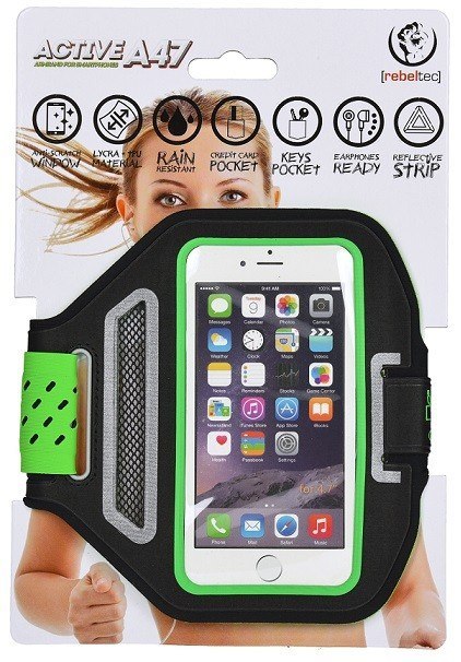 Etui opaska sportowa na ramię na telefon do 4,7" ACTIVE A47 kolor czarno zielony