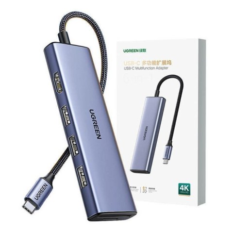 Ugreen Adapter HUB CM511 USB-C do HDMI, 3x USB-A 3.0, SD/TF