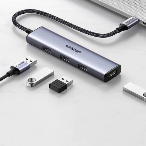 Ugreen rozdzielacz HUB USB Typ C - 4x USB 3.2 Gen 1 srebrny
