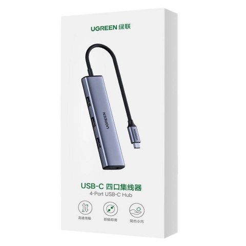 Ugreen rozdzielacz HUB USB Typ C - 4x USB 3.2 Gen 1 srebrny