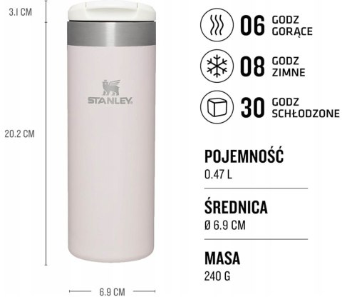 Stanley kubek termiczny AEROLIGHT 0,47 l - ROSE QUARTZ METALLIC