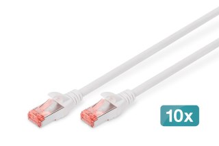 Kabel krosowy (patch cord) RJ45-RJ45, kat.6, S/FTP, AWG 27/7, LSOH, 3m, biały, 10szt