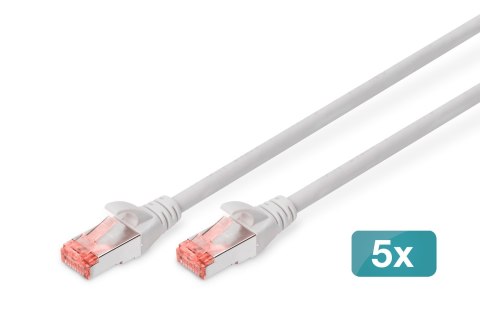 Kabel krosowy (patch cord) RJ45-RJ45, kat.6, S/FTP, AWG 27/7, LSOH, 7m, szary, 5szt