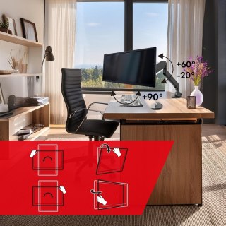 MACLEAN UCHWYT BIURKOWY DO MONITORA LCD 17-57", 27KG, VESA MAX 200X200 PODWÓJNE RAMIĘ MC-968