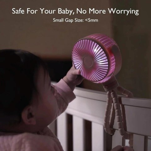 Momcozy przenośny wentylator do wózka, różowy