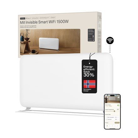 Mill WiFi Panel Heater | PA1500WIFI4A | Panel Heater | 1500 W | Suitable for rooms up to 18-22 m2 | White | IPX4