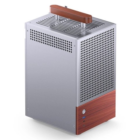 Obudowa PC Jonsbo T6 Mini-Tower, Mini-ITX, szkło hartowane, drewno - srebrna