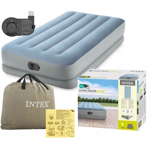 Materac dmuchany 191x99x36 cm z wbudowaną pompką USB INTEX 64157