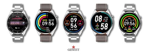 Smartwatch Giewont GW450-6 Srebrny + Pasek Brązowy Skórzany Smartwatch Giewont GW450-6 Srebrny + Pasek Brązowy Skórzany