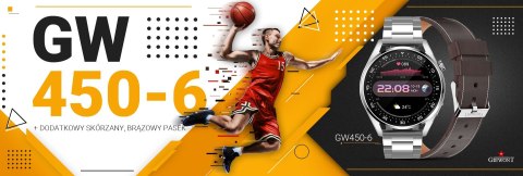 Smartwatch Giewont GW450-6 Srebrny + Pasek Brązowy Skórzany Smartwatch Giewont GW450-6 Srebrny + Pasek Brązowy Skórzany