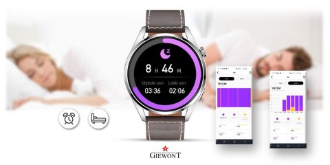 Smartwatch Giewont GW450-6 Srebrny + Pasek Brązowy Skórzany Smartwatch Giewont GW450-6 Srebrny + Pasek Brązowy Skórzany