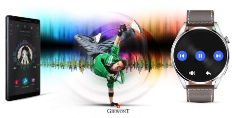 Smartwatch Giewont GW450-6 Srebrny + Pasek Brązowy Skórzany Smartwatch Giewont GW450-6 Srebrny + Pasek Brązowy Skórzany