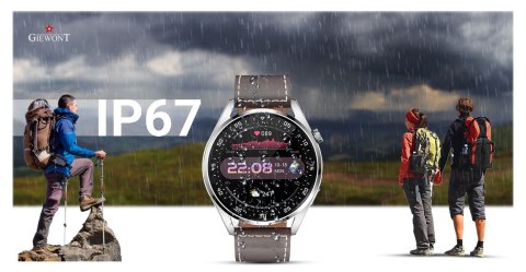 Smartwatch Giewont GW450-6 Srebrny + Pasek Brązowy Skórzany Smartwatch Giewont GW450-6 Srebrny + Pasek Brązowy Skórzany