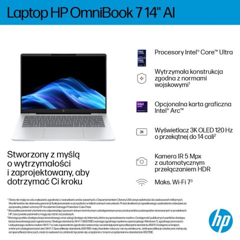 HP OmniBook 7 AI 14-fr0003nw Intel Core Ultra 5 225U Laptop 35,6 cm (14") 2K 16 GB LPDDR5-SDRAM 512 GB SSD Wi-Fi 6E (802.11ax) W