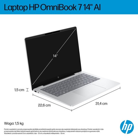HP OmniBook 7 AI 14-fr0003nw Intel Core Ultra 5 225U Laptop 35,6 cm (14") 2K 16 GB LPDDR5-SDRAM 512 GB SSD Wi-Fi 6E (802.11ax) W