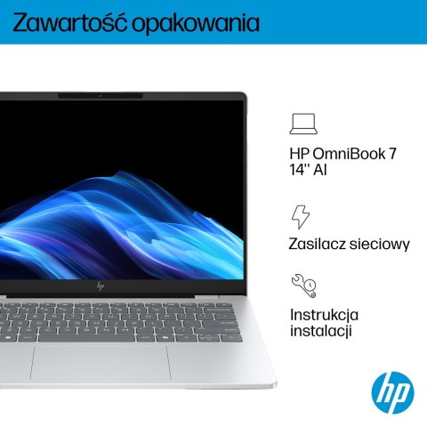HP OmniBook 7 AI 14-fr0003nw Intel Core Ultra 5 225U Laptop 35,6 cm (14") 2K 16 GB LPDDR5-SDRAM 512 GB SSD Wi-Fi 6E (802.11ax) W