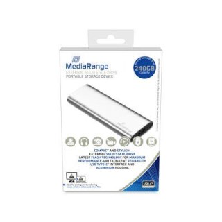 MediaRange MR1101 Zewnętrzny dysk SSD 240 GB USB Type-C 3.2 Gen 2 (3.1 Gen 2) Srebrny