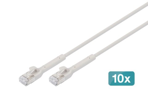 Digitus Kabel krosowy kątowy CAT 6A F-FTP, miedź, 0,5 m, szary, 10 szt.