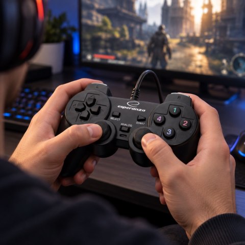Gamepad Esperanza EG102 (PC, PS3; kolor czarny)