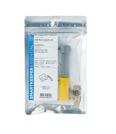Smartkeeper UL03PKYL bloker portów Blokada portu + klucz USB Typu-A Żółty 1 szt.