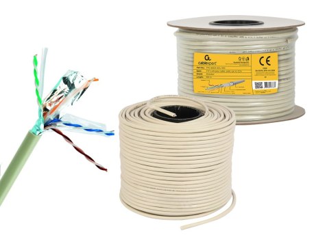 Kabel sieciowy GEMBIRD FPC-6004-SOL/100 (F/FTP; 100m; kat. 6; kolor szary) Kabel sieciowy GEMBIRD FPC-6004-SOL/100 (F/FTP; 100m; kat. 6; kolor szary)