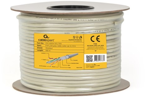 Kabel sieciowy GEMBIRD FPC-6004-SOL/100 (F/FTP; 100m; kat. 6; kolor szary) Kabel sieciowy GEMBIRD FPC-6004-SOL/100 (F/FTP; 100m; kat. 6; kolor szary)
