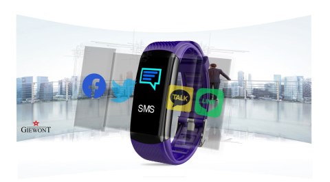 Smartband Giewont Czarny GW200-3 + Pasek Fioletowy