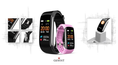 Smartband Giewont Czarny GW200-4 + Pasek Różowy Smartband Giewont Czarny GW200-4 + Pasek Różowy