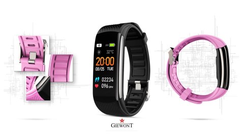 Smartband Giewont Czarny GW200-4 + Pasek Różowy Smartband Giewont Czarny GW200-4 + Pasek Różowy