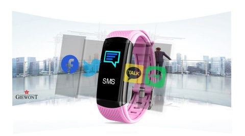 Smartband Giewont Czarny GW200-4 + Pasek Różowy Smartband Giewont Czarny GW200-4 + Pasek Różowy