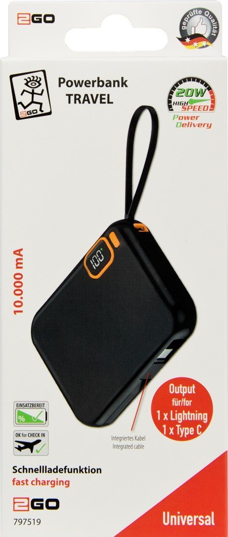 2GO 797519 bank mocy 10000 mAh Czarny