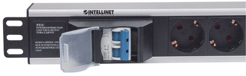 Intellinet 711432 rozdzielacz zasilania PDU 6 x gniazdo sieciowe 1.5U Czarny, Szary