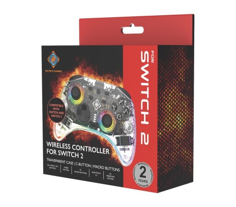 Deltaco Gaming GAM-198-T kontroler gier Przezroczysty Bluetooth/USB Gamepad Nintendo Switch, Nintendo Switch 2, Nintendo Switch 