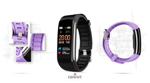 Smartband Giewont Czarny GW200-8 + Pasek Jasnofioletowy Smartband Giewont Czarny GW200-8 + Pasek Jasnofioletowy