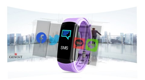 Smartband Giewont Czarny GW200-8 + Pasek Jasnofioletowy Smartband Giewont Czarny GW200-8 + Pasek Jasnofioletowy
