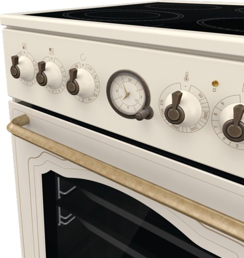 Kuchnia elektryczna GORENJE GECS5B70CLI Retro 50 cm | AirFry | funkcja Pizza | FrozenBake | kremowy