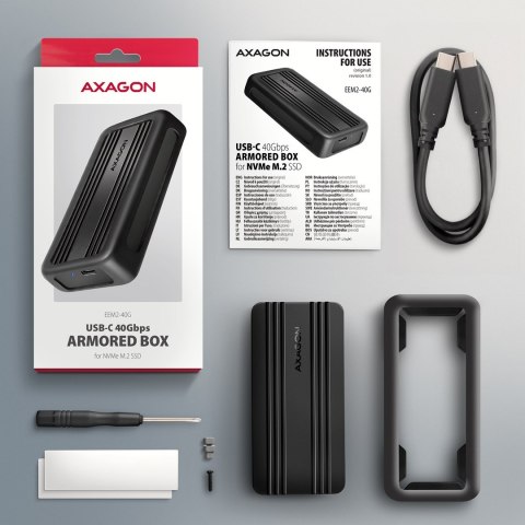 Axagon EEM2-40G obudowa do dysków twardych Obudowa SSD Czarny M.2