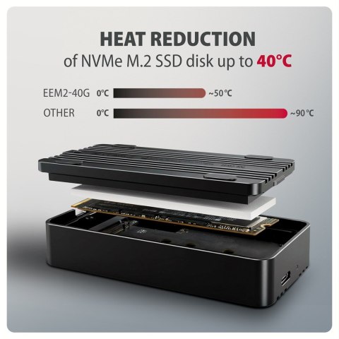Axagon EEM2-40G obudowa do dysków twardych Obudowa SSD Czarny M.2