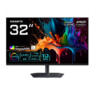 GIGABYTE MO32U2 monitor komputerowy 80 cm (31.5") 3840 x 2160 px 4K Ultra HD QD-OLED Czarny