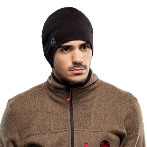 Czapka wełniana Buff Merino Lightweight, solid black