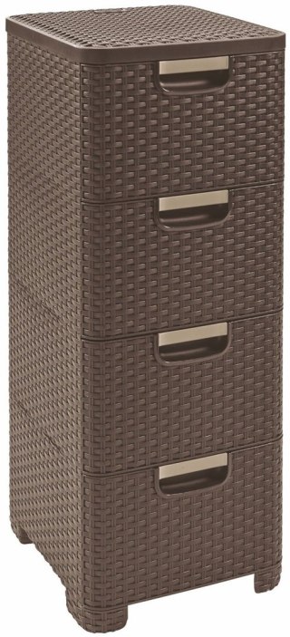 Regał z szufladami 4x14L rattan ciemny brąz 209906 CURVER