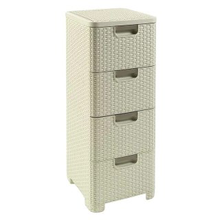 Regał z szufladami 4x14L rattan kremowy 209907 CURVER