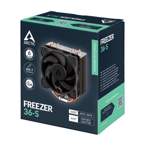 ARCTIC Freezer 36-S Procesor Chłodnica powietrza 12 cm Czarny, Stal nierdzewna 1 szt.