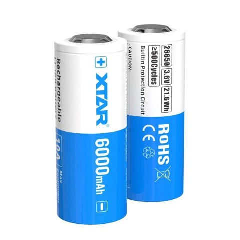 XTAR AKUMULATOR 26650 3,6V LI-ION 6000 MAH Z ZABEZPIECZENIEM 26650-6000