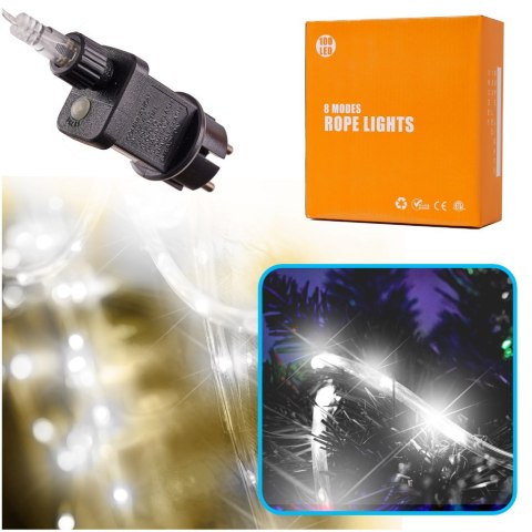 Lampki LED łańcuch sznur wąż 10m 100LED zimny biały Lampki LED łańcuch sznur wąż 10m 100LED zimny biały