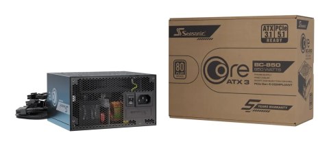 850W Seasonic CORE BC-850 ATX3.1 (schwarz, 1x 12-Pin High Power GPU, 3x PCIe, 850 Watt)